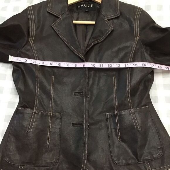 Brown leather blazer CRUZE genuine leather jacket dark brown contrasting small - Picture 11 of 16